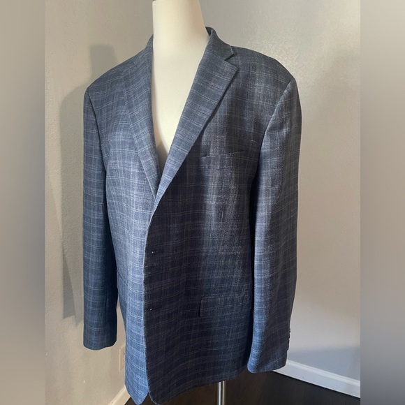 Ralph Lauren Blue Sport Coat with Windowpane Pattern - Picture 4 of 11
